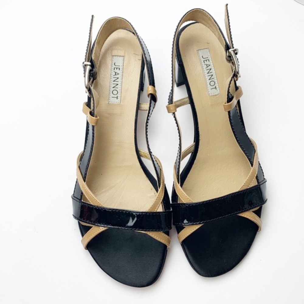 Jeannot Italian Patent Leather Block Heel Sandals